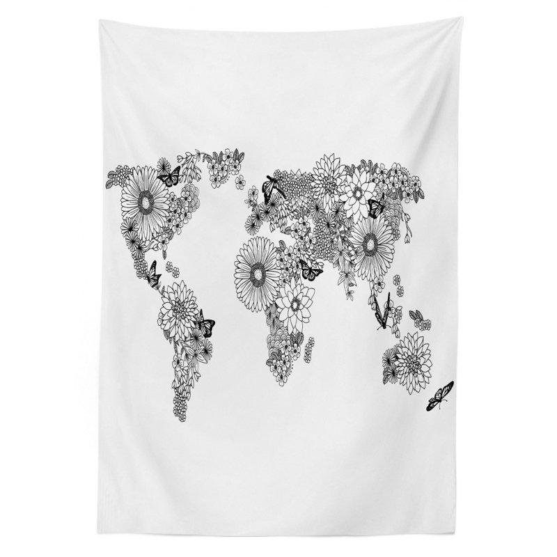 World Map Tablecloth, 70" x 52"