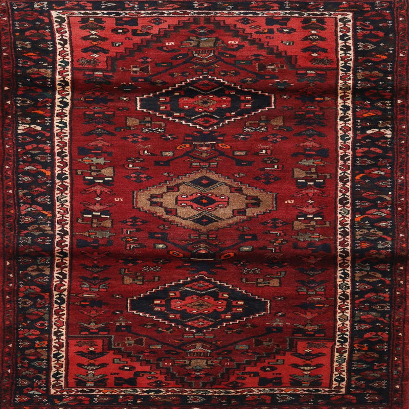 Tapis oriental marron / noir, Carré 8 pi