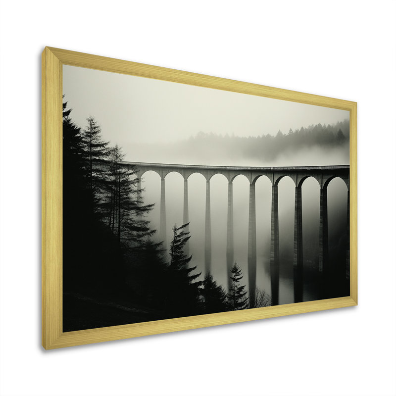 «Bridges Mimalisme» - impression, H 16 po x l 32 po x P 1 po, Cadre doré simple