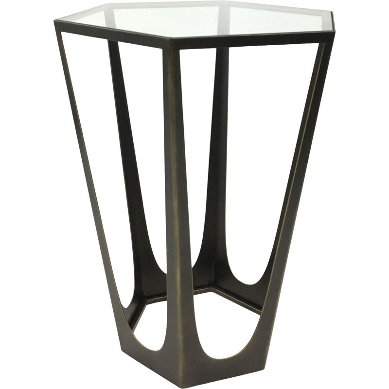 Demeshia Glass Top End Table