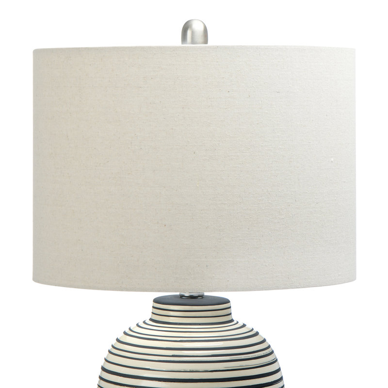 Modern Black and Gray Ceramic Table Lamp with Linen Shade