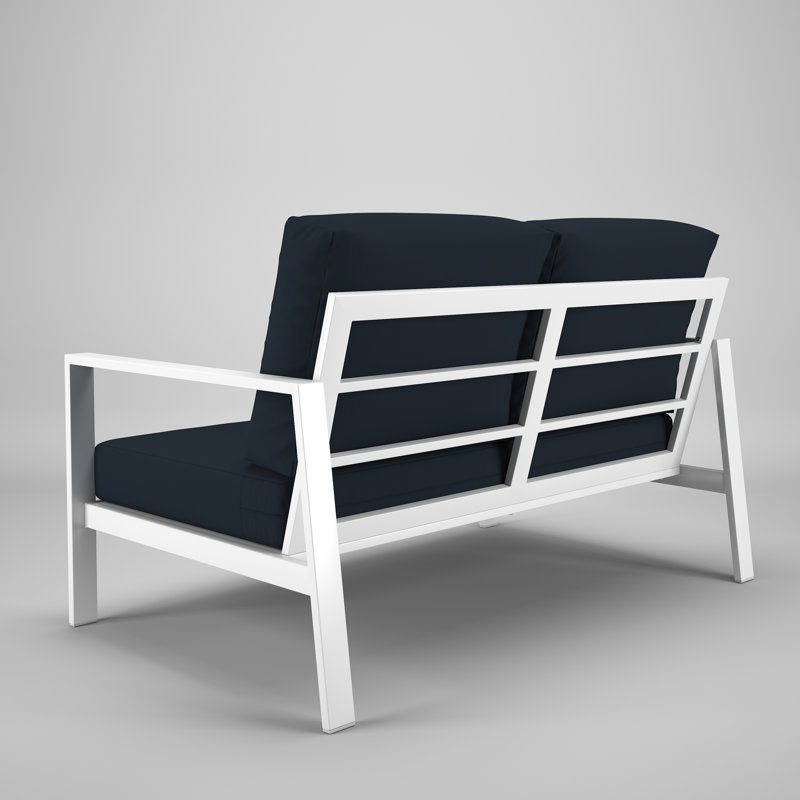 Townsend Chatwin Metal Outdoor Loveseat With Sunbrella Cushion, Canvas Navy
