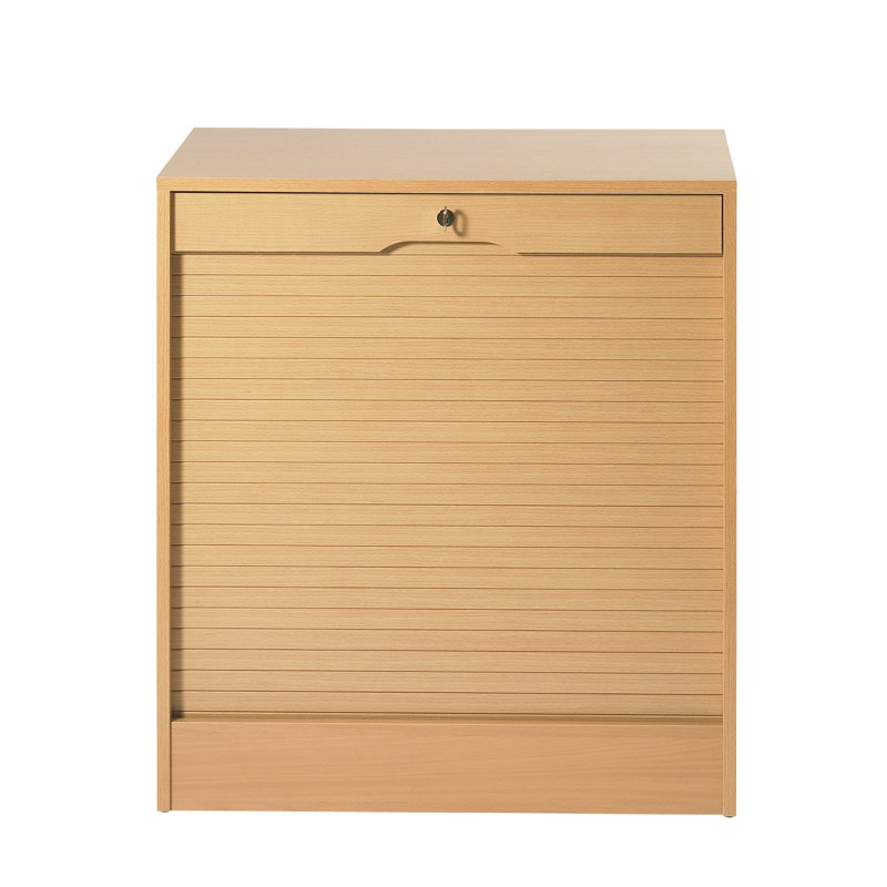 Cauley 1 -Door 8 -Shelf Tambour Unit, Beech