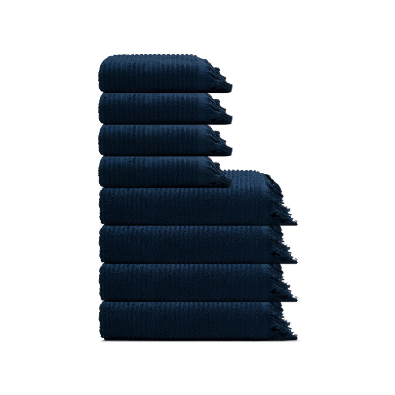 Ensemble de serviettes en ratine de coton turc, Navy