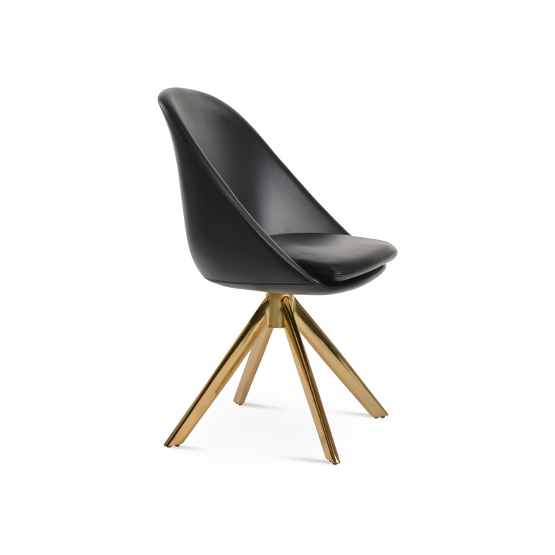 Chaise pivotante Avanos, Noir, Laiton