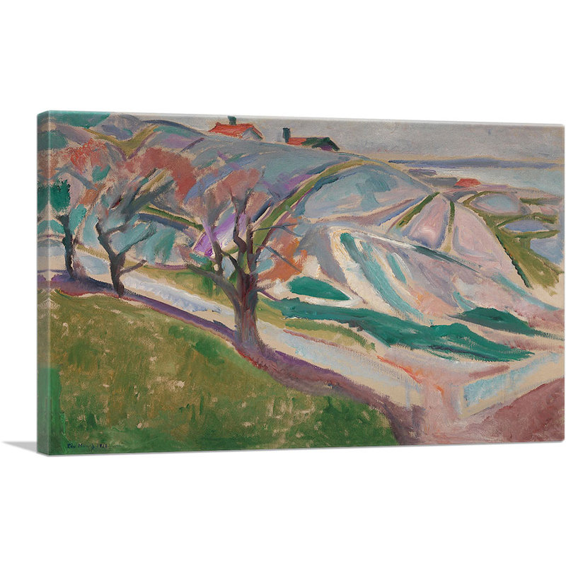 «Landscape Kragero 1912» par Edvard Munch, reproduction d'art sur toile tendue, H 18 po x l 26 po x P 0,75 po