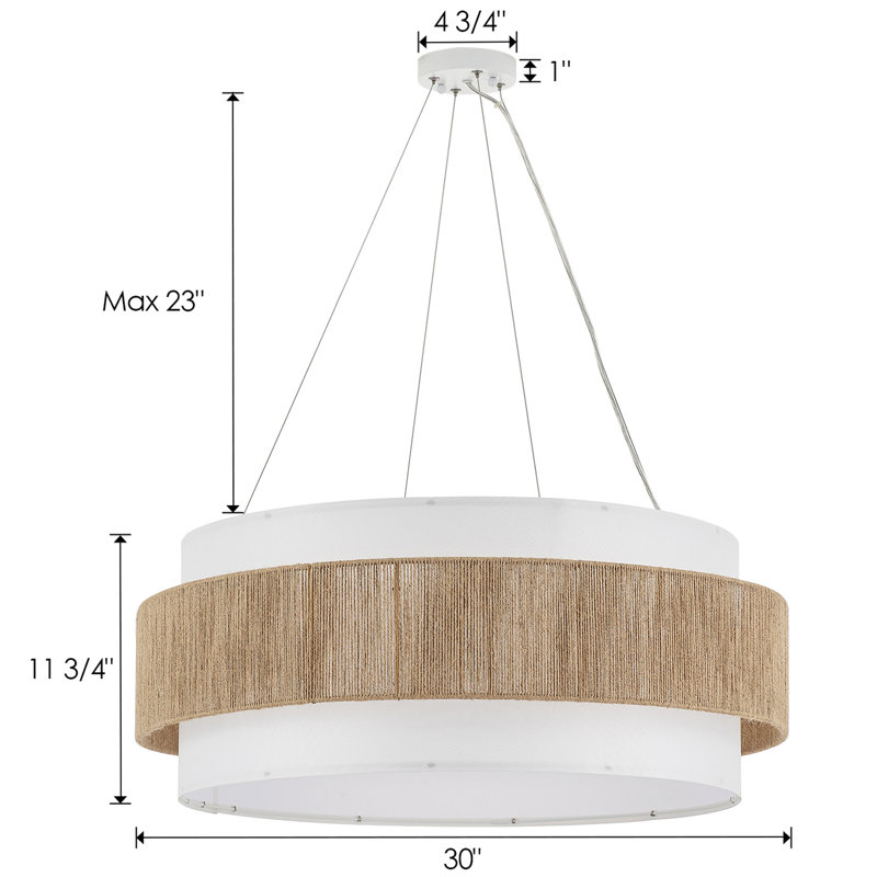 5 - Light Dimmable Drum Chandelier Dia 30 Inches