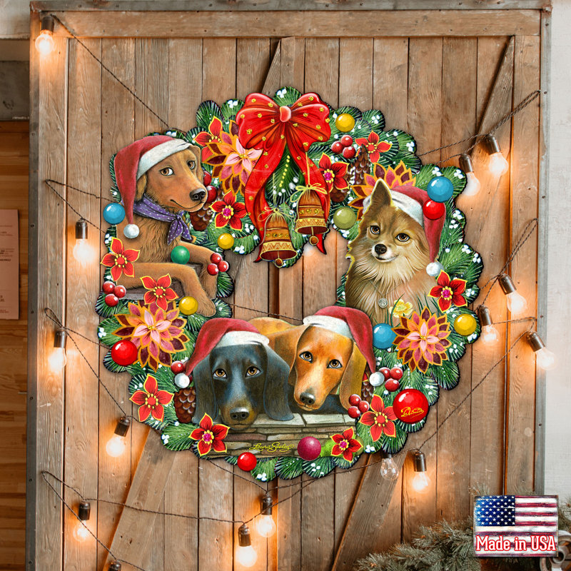 Porte-couronne de Noël pour chiot
