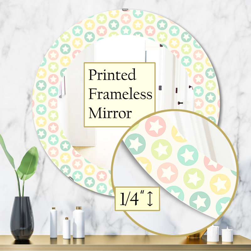 Miroir éclectique rétro avec étoiles, H 31,5 po x l po