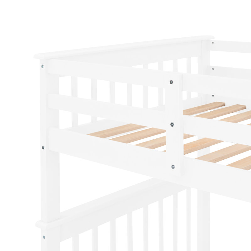 Lit superposé Twintwin avec tablettes de rangement fonctionnelles et garde-corps, armoires blanches pour animaux