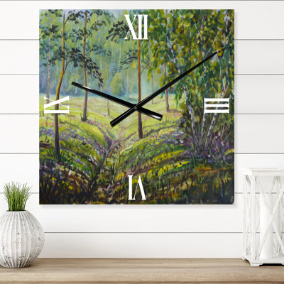 Pin et arbres dans la forêt I - Horloge murale Lake House