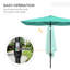 Parasol de patio 6,5 pi x 10 pi, revêtement de protection, manivelle et inclinaison flexible, parasol rectangulaire sarcelle de 10 pi, protégé, facile à manipuler