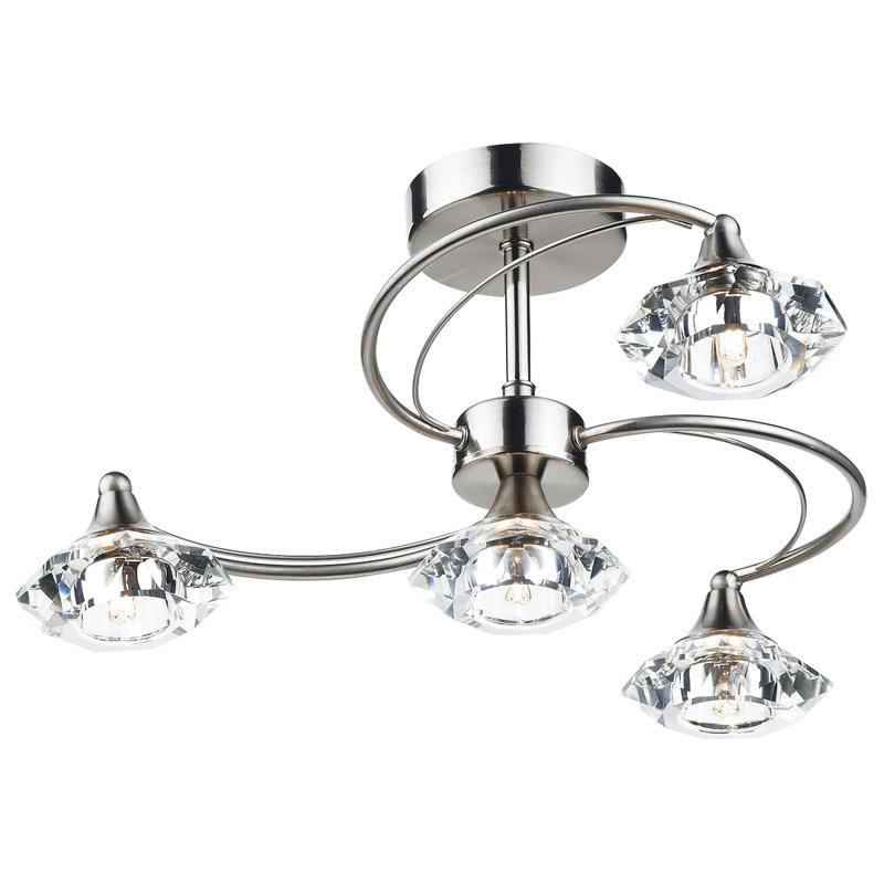 Greenhaw Glass Semi Flush Mount, Satin Chrome