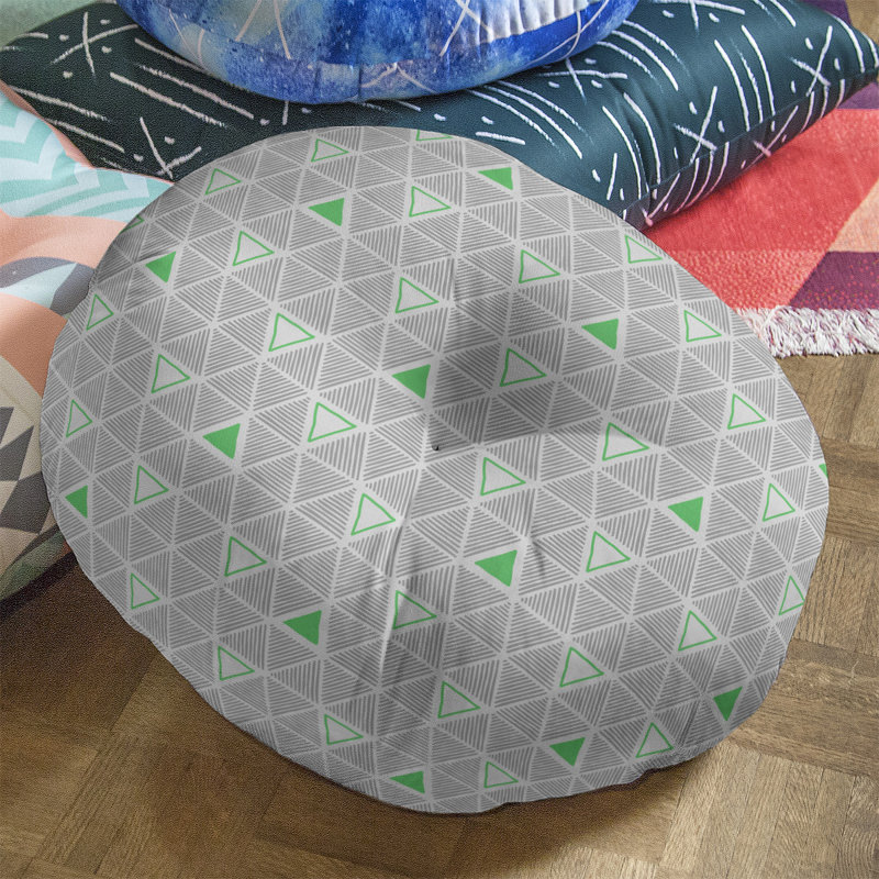 Coussin de sol classique à motif de triangles dessinés à la main, 30 po x 30 po, Bleu clair/blanc