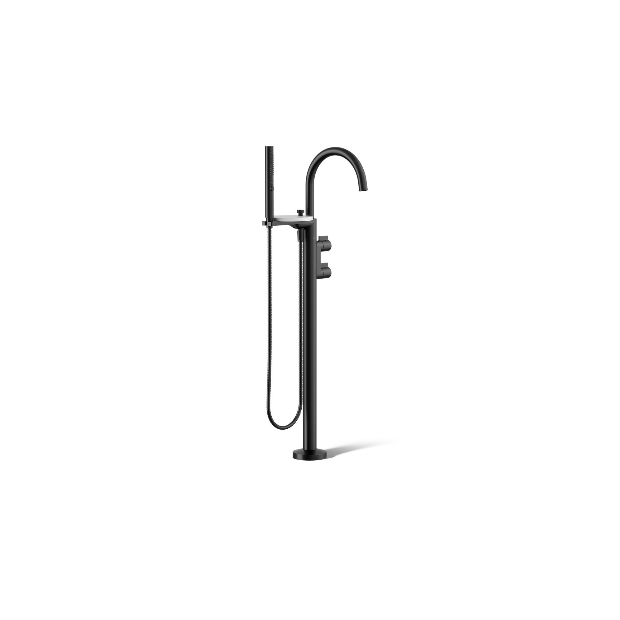 Components Floor-Mount Bath Filler Trim, Matte Black, Knob Handle
