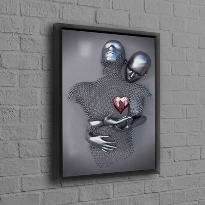 Illustration abstraite de couple sur toile de coton pour décoration murale reflétant un thème romantique