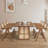 86.61 Inch Oversize Rectangular Waves Dining Table,Wooden Dining Table For 6 Persons,Mid Century Modern Large Kitchen Table For Living Room,Bohemian Dining Table With Rattan Weave For Restaurant-1117222648