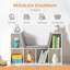 Bibliothèque à 6 compartiments avec coin lecture et coussin, rangement polyvalent pour chambre à coucher, salon, blanc pur