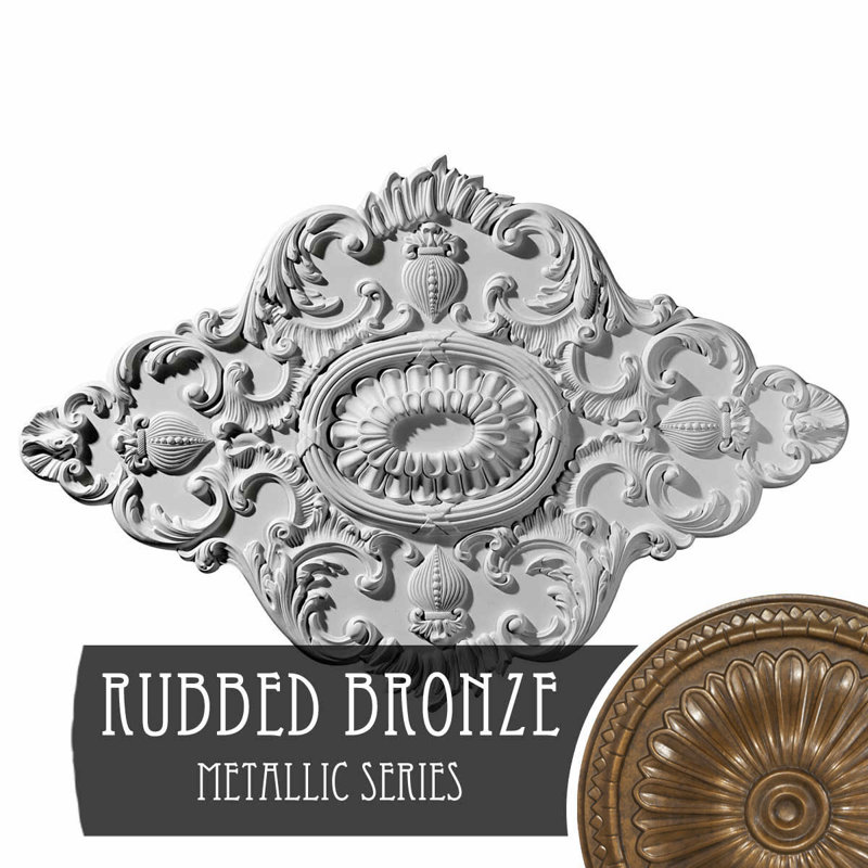 Médaillon de plafond Endurathane Ashford, l 42 3/4 po x H 28 7/8 po x P 1 po, finition bronze frotté peint à la main