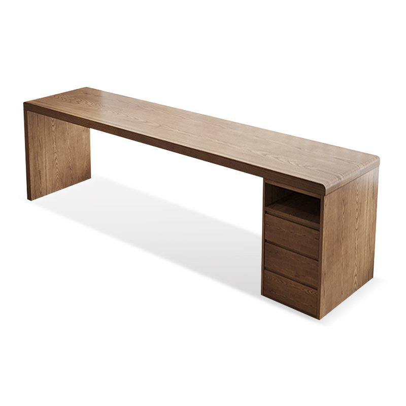Bureaux rectangulaires en bois massif noyer clair, H 29,53 po x l 86,61 po x P 23,62 po, Retour à droite