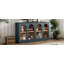 Grande armoire de rangement arquée avec rangement, 4 portes avec panneaux de verre et tablettes réglables, polyvalente pour la cuisine, le salon et la salle à manger-423212604