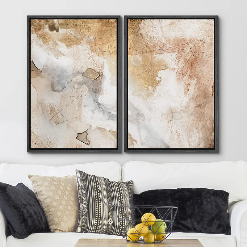 «Abstract Paint Effect», impression sur toile grise, pastel et grunge, H 16 po x l 24 po x P 2 po