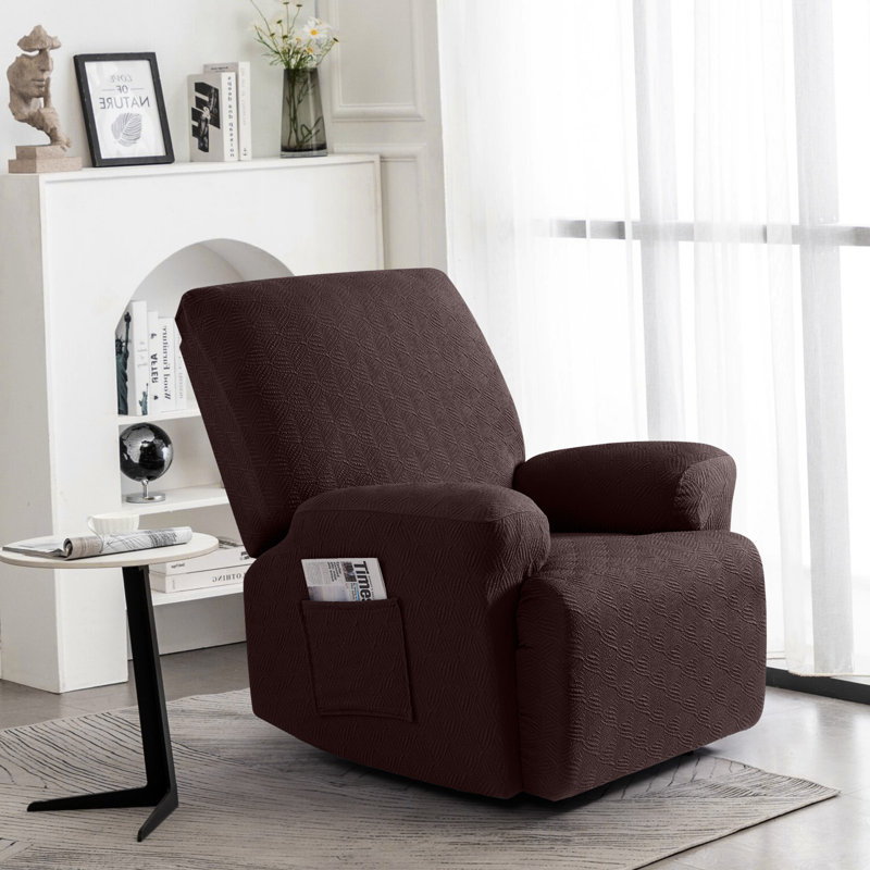 Housse pour fauteuil inclinable extensible Wald, Mélange de polyester café / coton