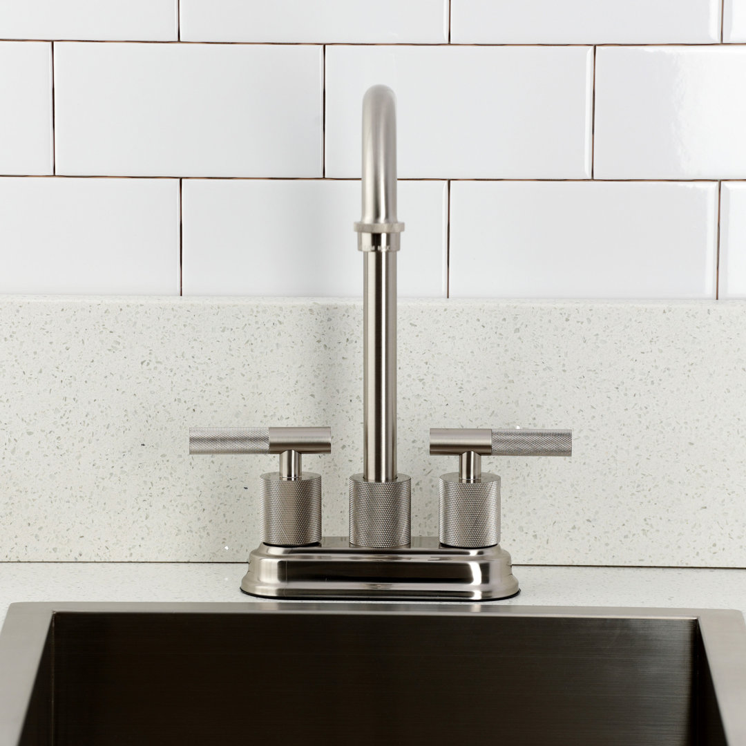 Kingston Brass Convergent Two-Handle 2-Hole Deck Mount Bar Faucet With Knurled Handle Kingston Brass