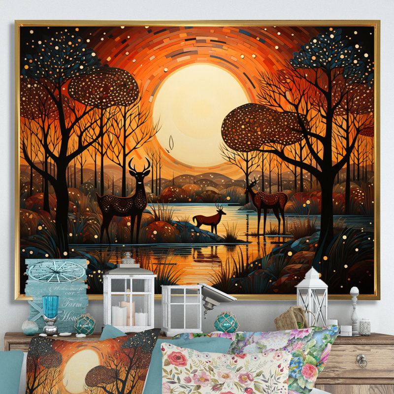 African Savannah Serenade Ix sur toile, H 24 po x l 32 po x P 1 po, Cadre flottant doré