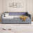Daybed With 2 Storage Drawers And 2-Tier Shelf & /USB/Type-C Port, Modern Linen Upholstered Sofa Day Bed Frame With  Smart LED Light