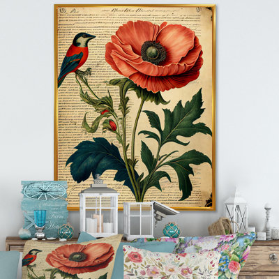 «Blossoming Victorian Vintage Poppie III», reproduction sur toile