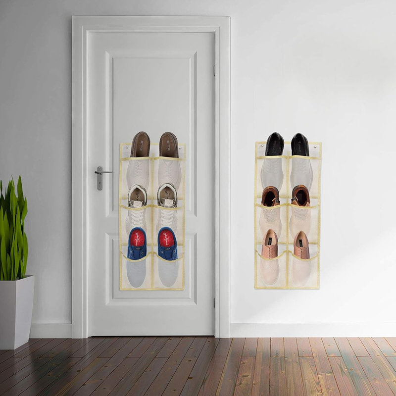 Paquet de 2 étagères à chaussures murales - peut contenir 6 paires d'espadrilles avec supports de fixation adhésifs, range-chaussures beige