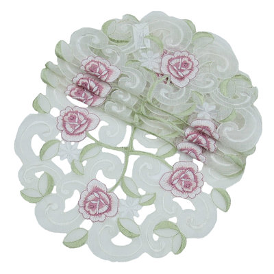 Weccacoe Polyester Floral Round Doily