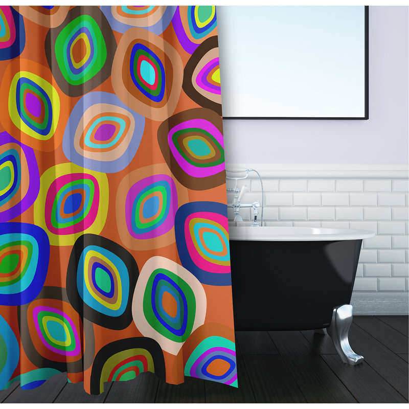 Rideau de douche Steelville, Orange / Bleu / Rose