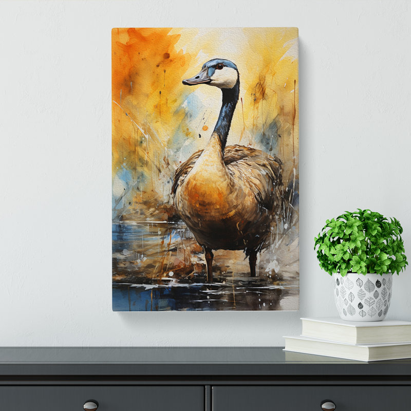 Goose Gestural No.2 - Wrapped Canvas, 60cm H x 40cm W x 3cm D