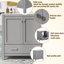 Ensemble de meuble-lavabo double 60 po avec 2 lavabos en céramique, tablette de rangement et tiroirs divisés, armoire de salle de bain moderne (miroir non inclus)-1515462994