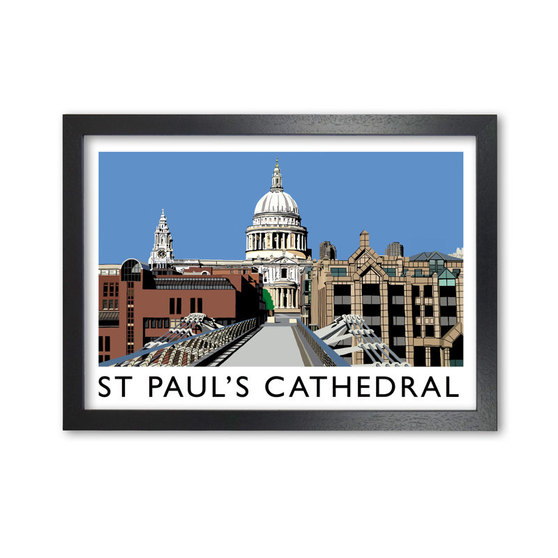 St Paul's Cathedral by Richard O'Neill - Print, 21cm H x 29.7cm W x 3cm D, Black Framed