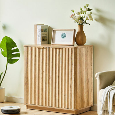31.5" Curved Wave Buffet Cabinet - Wood Grain Sideboard for Living Room, Entryway & Dining by Ebern Designs