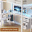 Lit mezzanine avec bureau en L, cadre de lit avec lumières à DEL et station de charge, 3 tiroirs en tissu-528605099-479390160