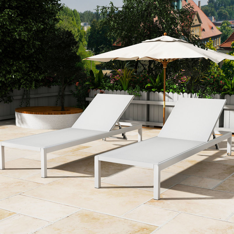Méridienne d'extérieur pour 2 personnes - en aluminium, traitée, d'une capacité de 400 lb, réglable pour la chaise longue de plage