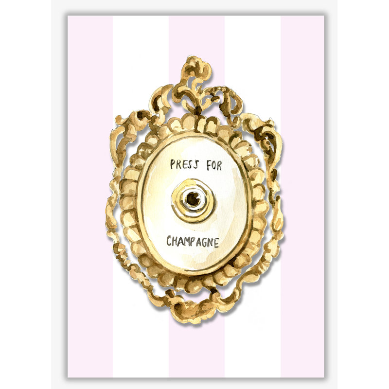 Press For Champagne Button - Painting, No Frame, 84.1 cm H x 59.4 cm W x 1 cm D