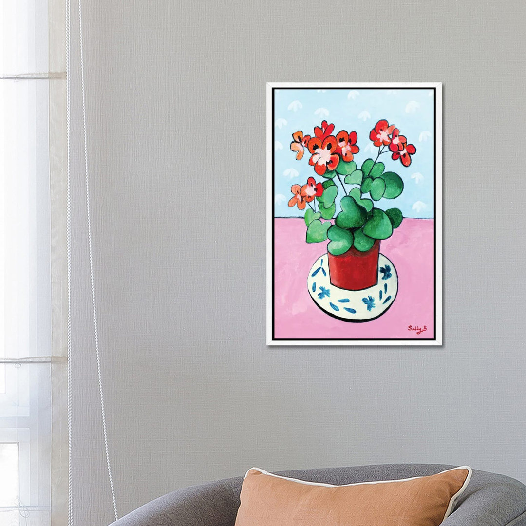 Geranium In Pot von Sally B - Galerie-verpackte Leinwand GiclÃ©e auf Leinwand