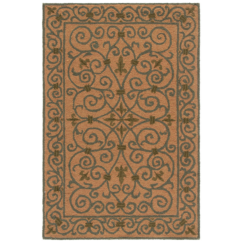 Brayton Hand Hooked Wool Pile Oriental Rug, Rectangle 3'9" x 5'9"