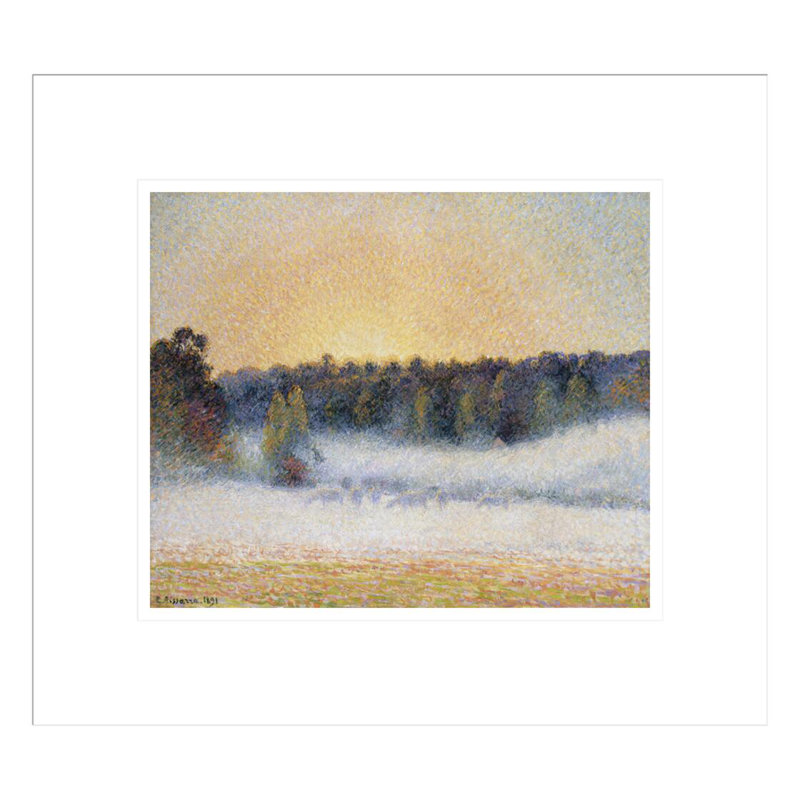 «Sunset and Fog Eragny» par Camille Pissarro, impression giclée sur cadre, H 23,5 po x l 26,94 po