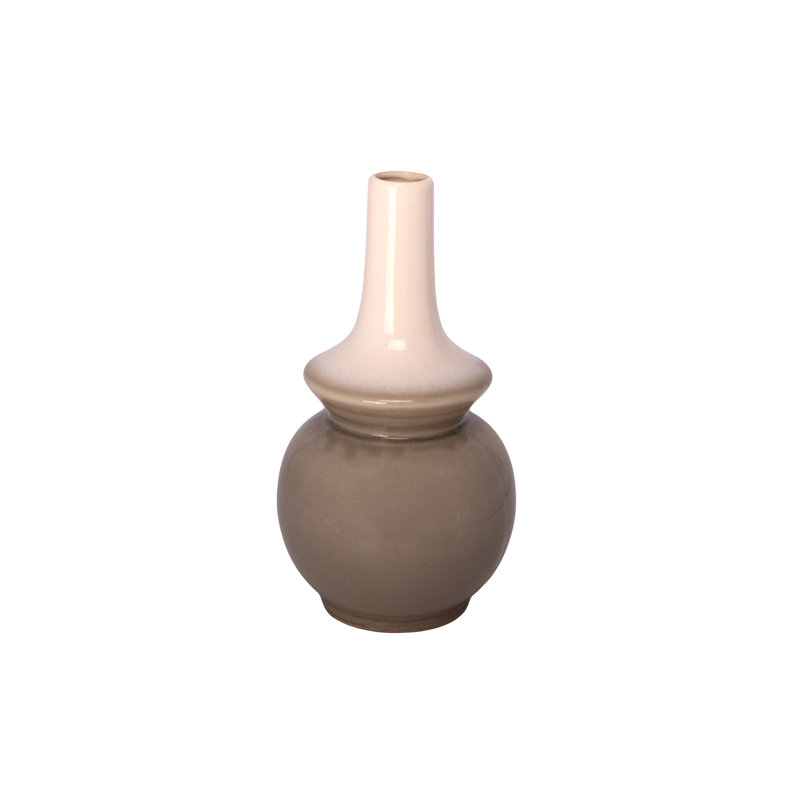 Vase en céramique à finition brillante blanc, H 13,75 po x l 7,5 po x P 7,5 po