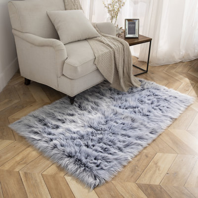 Tapis décoratif doux à poils longs en fausse peau de mouton, paquet de 1