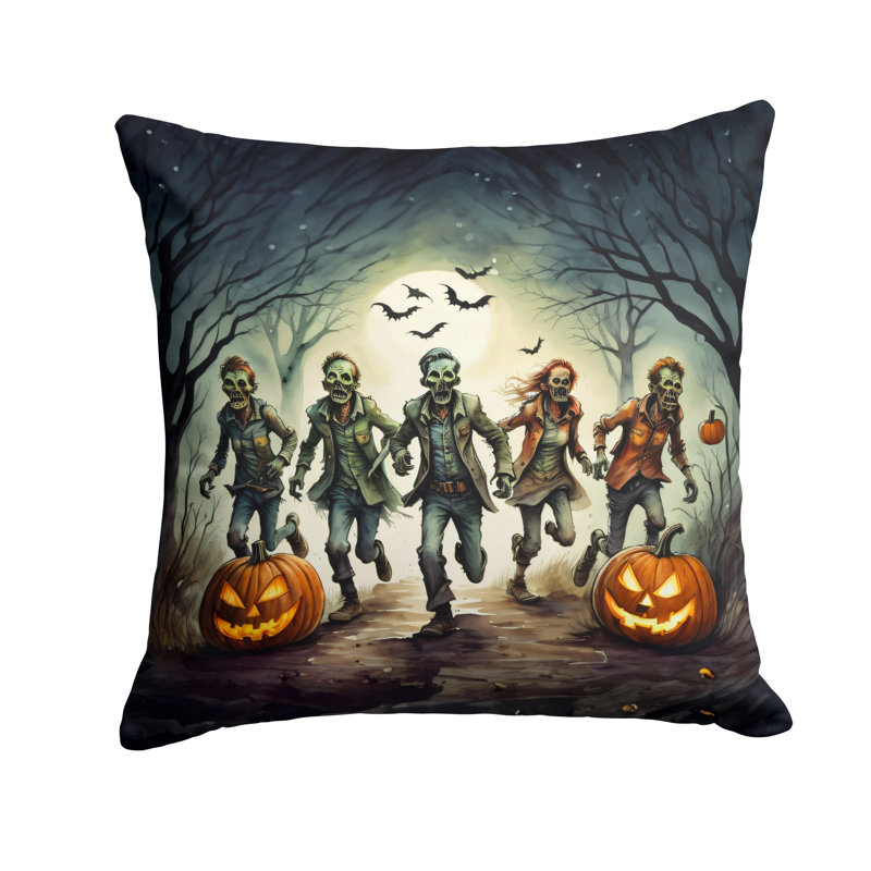 Coussin décoratif intérieur / extérieur en polyester More / Spooky More Spooky Halloween, 14 po x 14 po