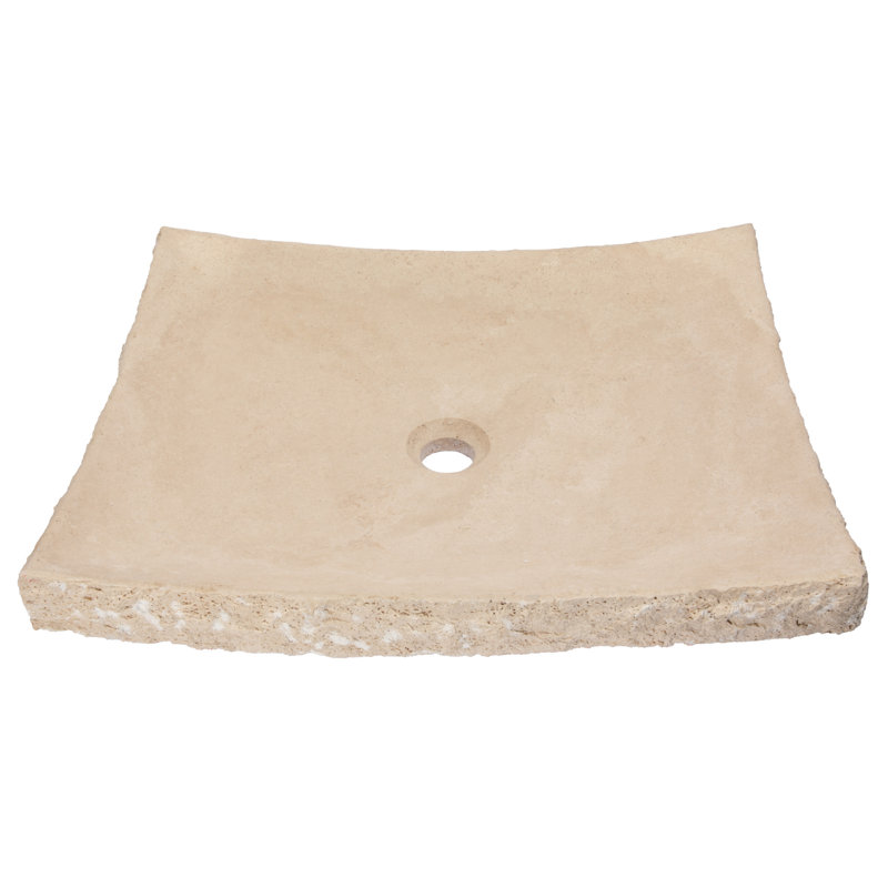 Grand lavabo vasque rectangulaire en travertin Zen