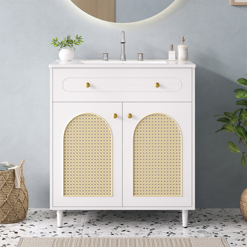 Meuble-lavabo 30 po avec lavabo en céramique, Blanc