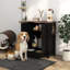 Dog Feeding Assortment With Hidden Bowls, Adjustable Panel, Hooks For Medium Dogs, Black Arrangement Containers, Hooks,